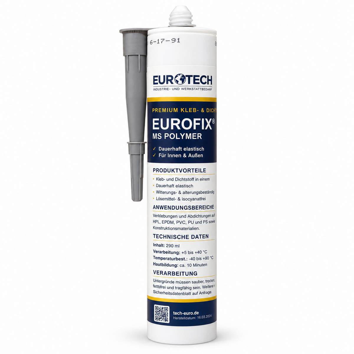 EUROFIX MS Polymer, graue Ausführung auf weißem Hintergrund
