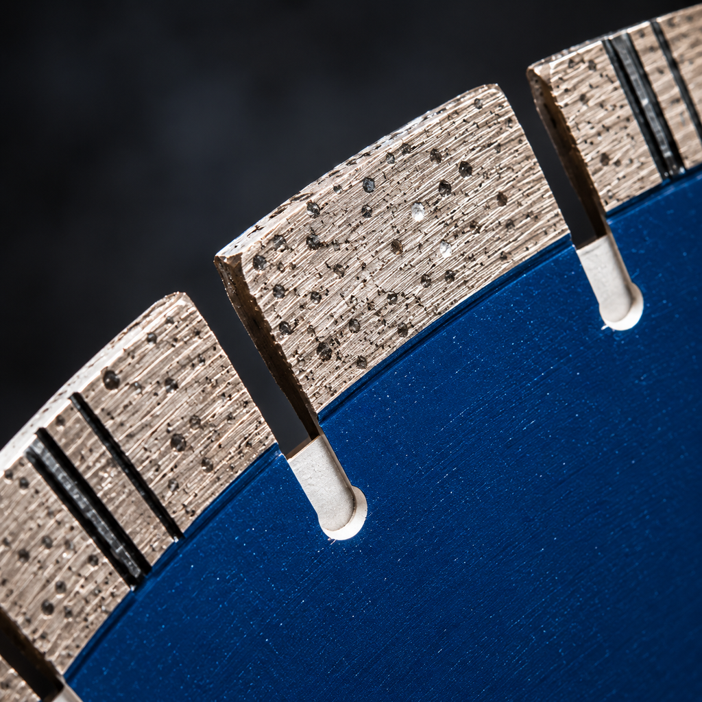 Illustrative Detailansicht der Segmentkante einer Diamant-Trennscheibe