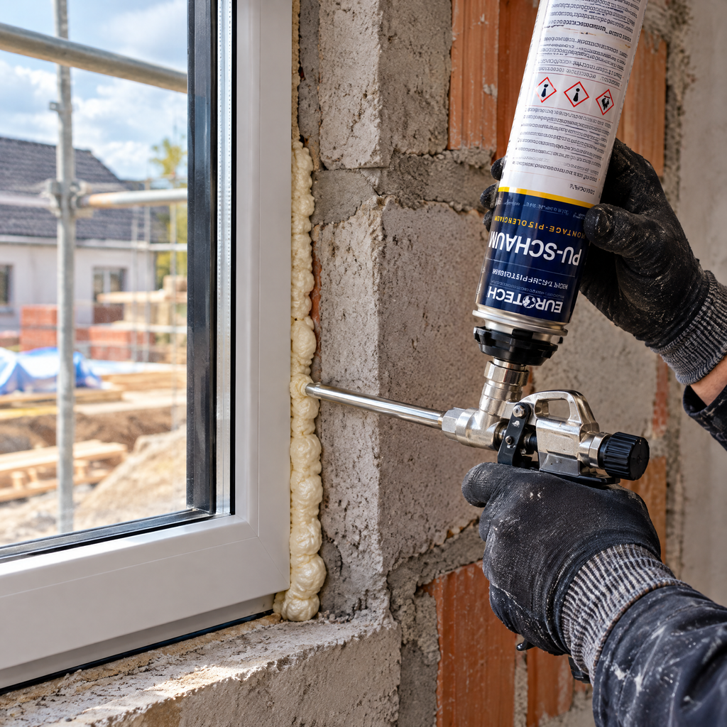 Illustrative Anwendung: PU-Schaum an einem Fensteranschluss